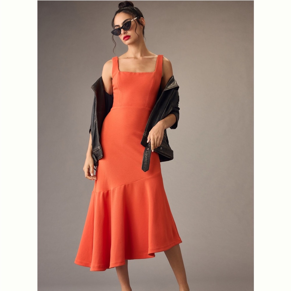 NWT Anthropologie Ariana Square-Neck Asymmetrical Ruffle-Hem Dress Size XL